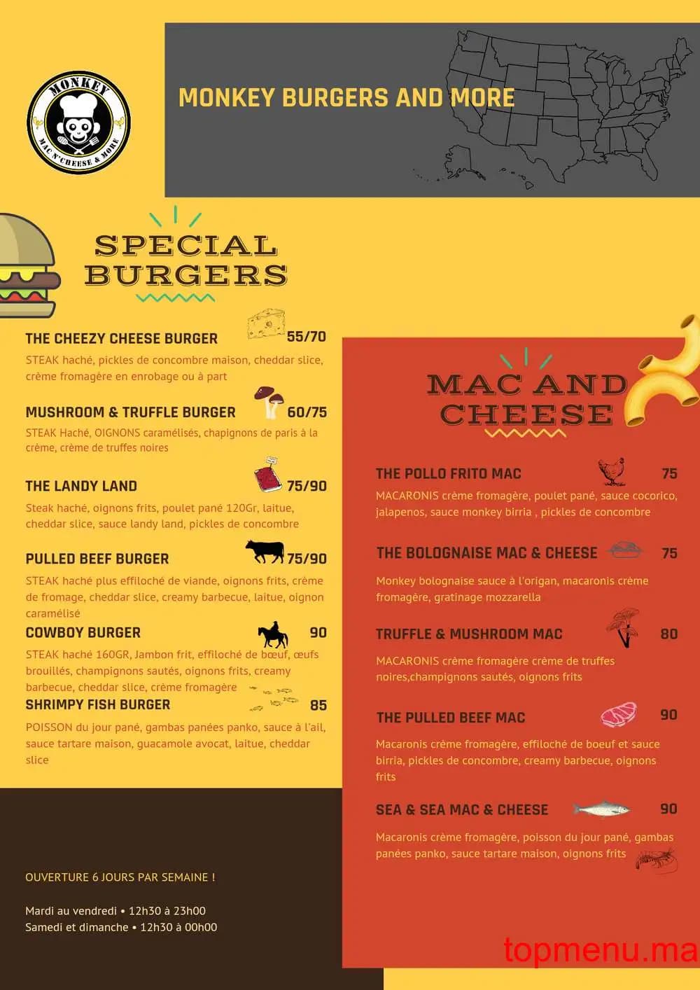 Restaurant Monkey burgers & more menu page 1 Monkey burgers & more menu page 1
