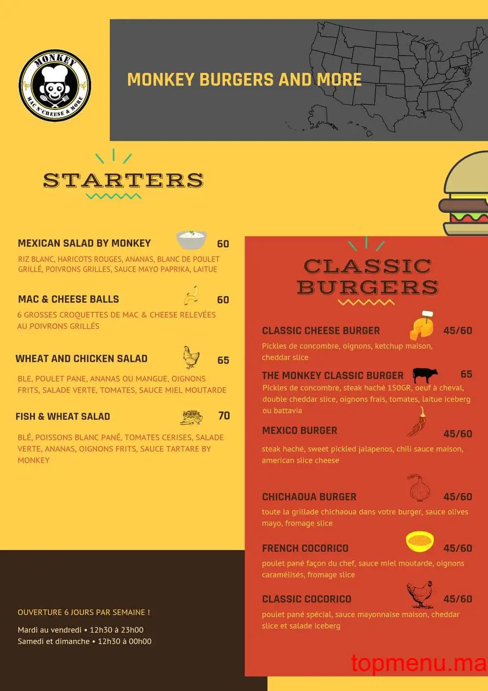 Restaurant Monkey burgers & more menu page 4 Monkey burgers & more menu page 4