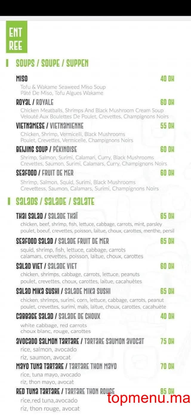 Restaurant MIKA SUSHI menu page 4 MIKA SUSHI menu page 4