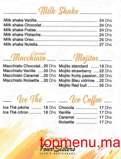 Restaurant Four Sisters menu page 2 Four Sisters menu page 2