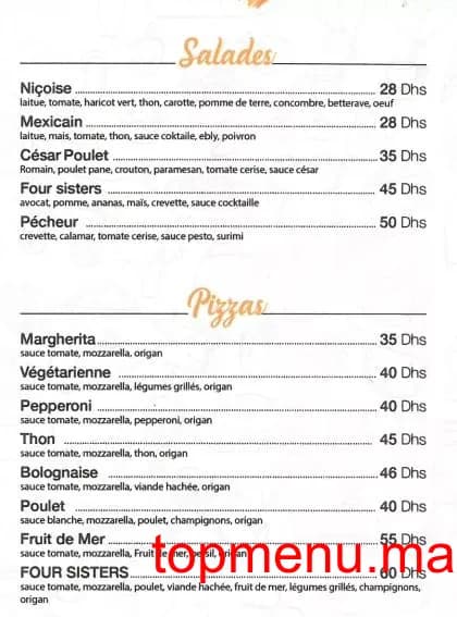 Restaurant Four Sisters menu page 9 Four Sisters menu page 9