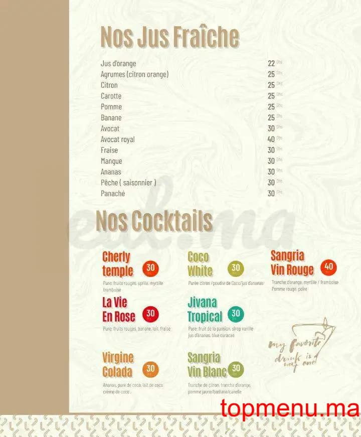 Restaurant JIVANA menu page 5 JIVANA menu page 5