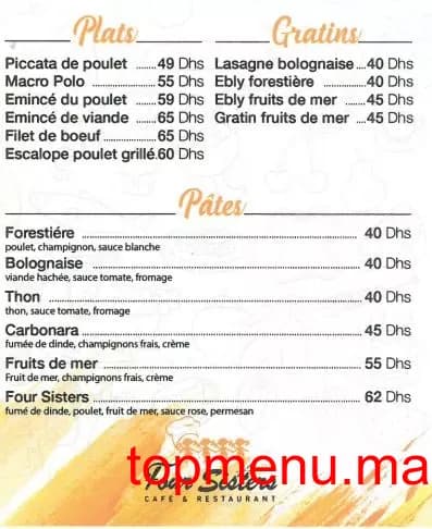 Restaurant Four Sisters menu page 8 Four Sisters menu page 8