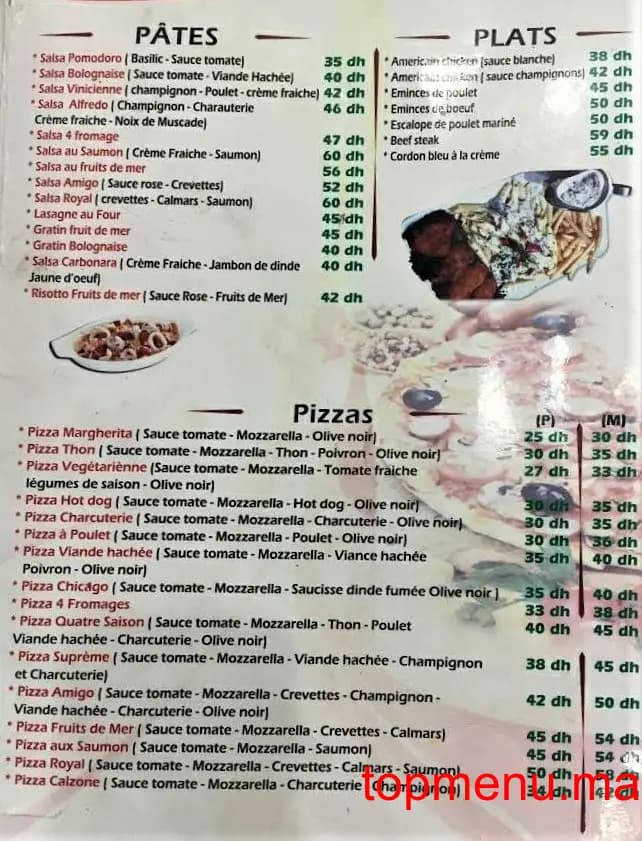 Restaurant AMIGO menu page 2 AMIGO menu page 2