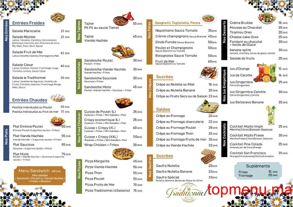 Restaurant Le Traditionnel menu page 1 Le Traditionnel menu page 1