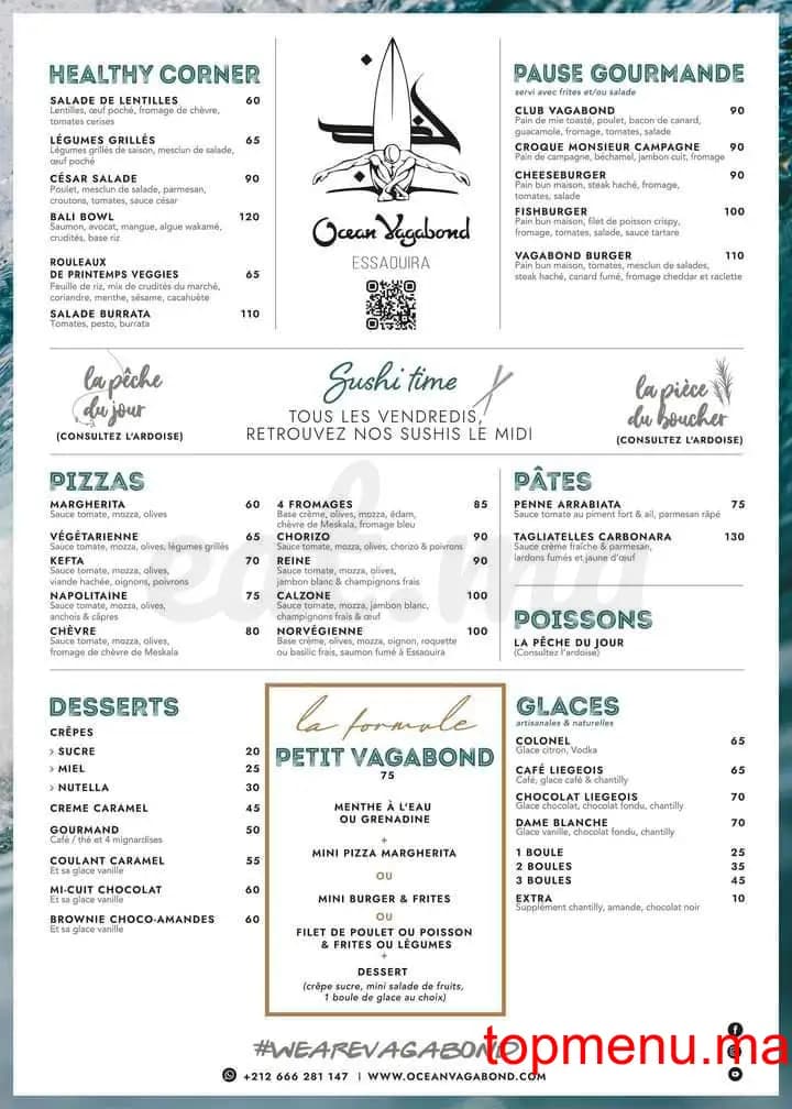 Restaurant Océan vagabond menu page 1 Océan vagabond menu page 1