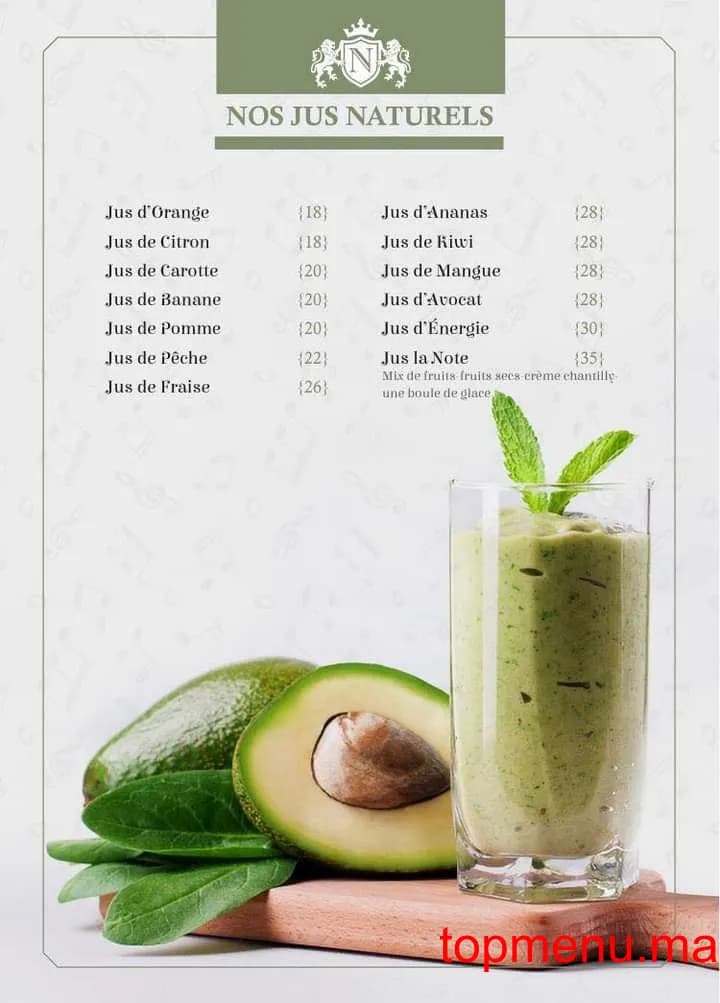 Restaurant Café La Note menu page 16 Café La Note menu page 16