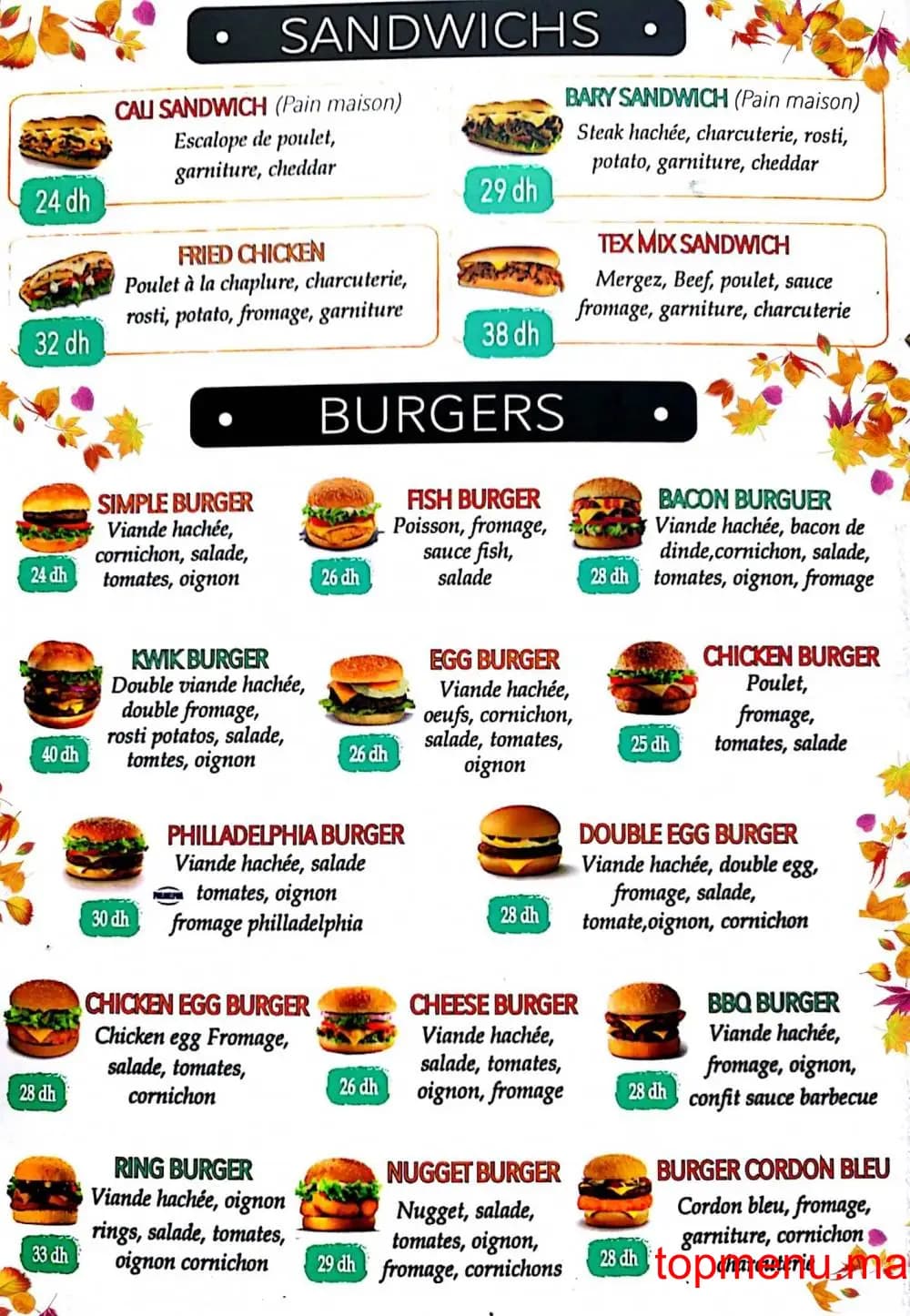 Restaurant Kwik One Tacos menu page 2 Kwik One Tacos menu page 2