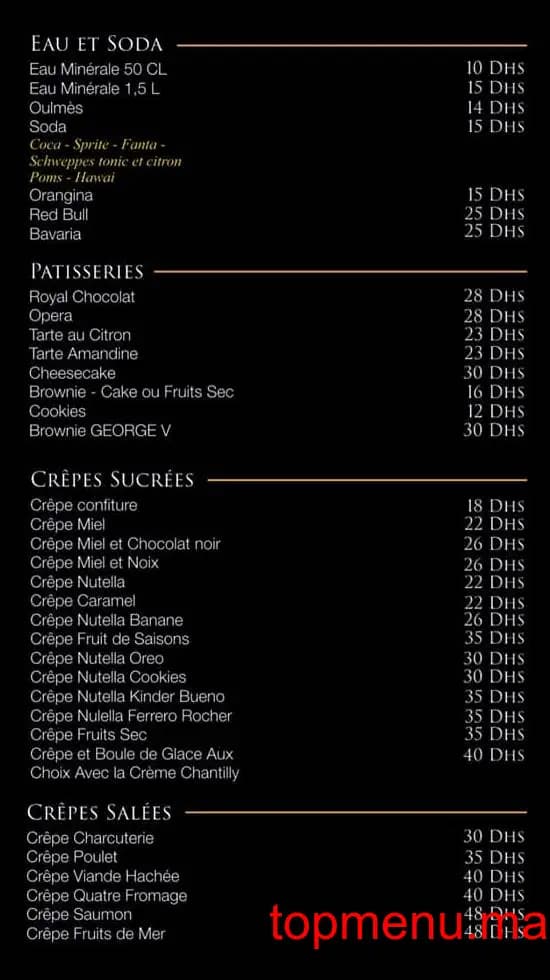Restaurant Café George V menu page 4 Café George V menu page 4
