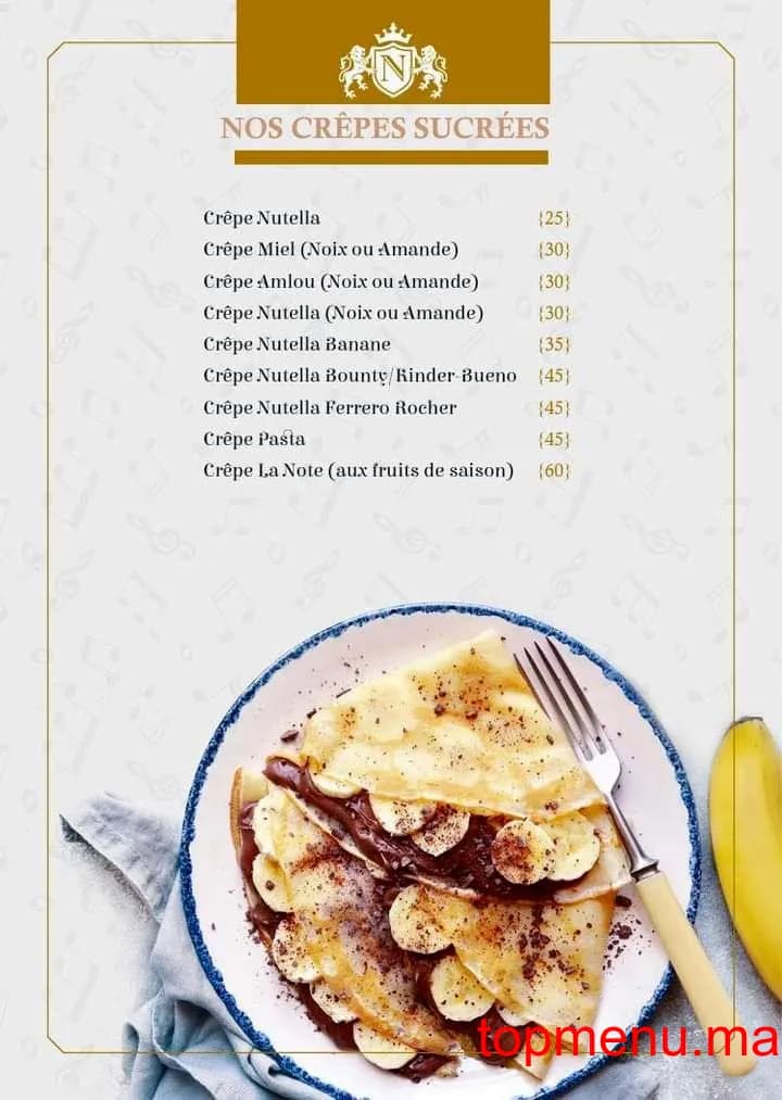 Restaurant Café La Note menu page 30 Café La Note menu page 30