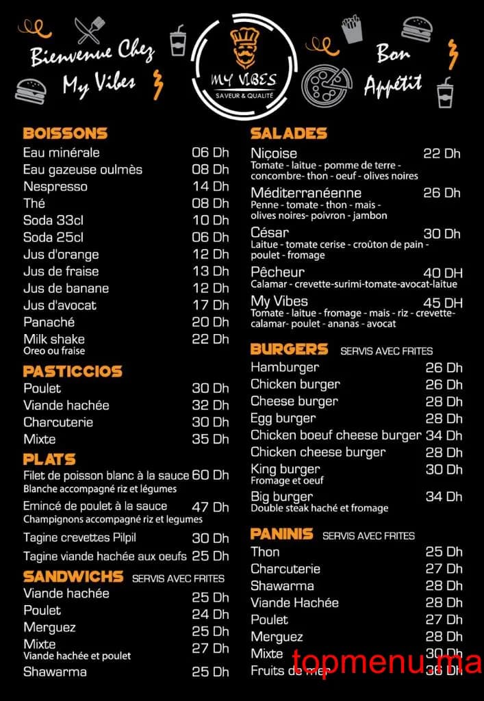 Restaurant My Vibes menu page 2 My Vibes menu page 2