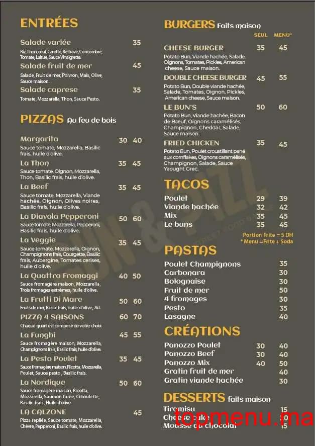 Restaurant Bun and Pizz menu page 1 Bun and Pizz menu page 1