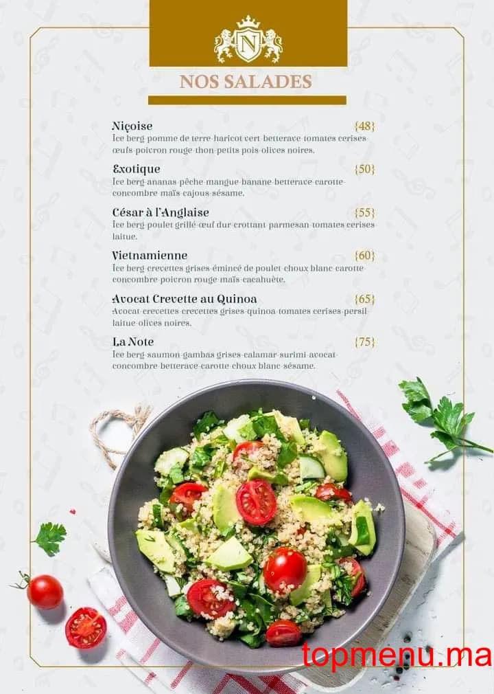 Restaurant Café La Note menu page 19 Café La Note menu page 19