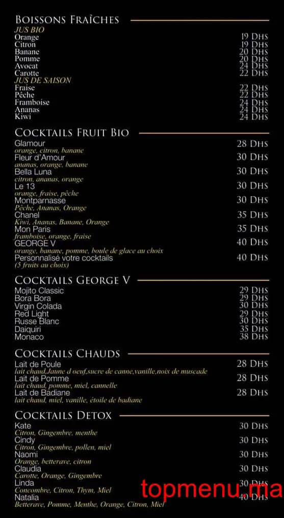 Restaurant Café George V menu page 5 Café George V menu page 5