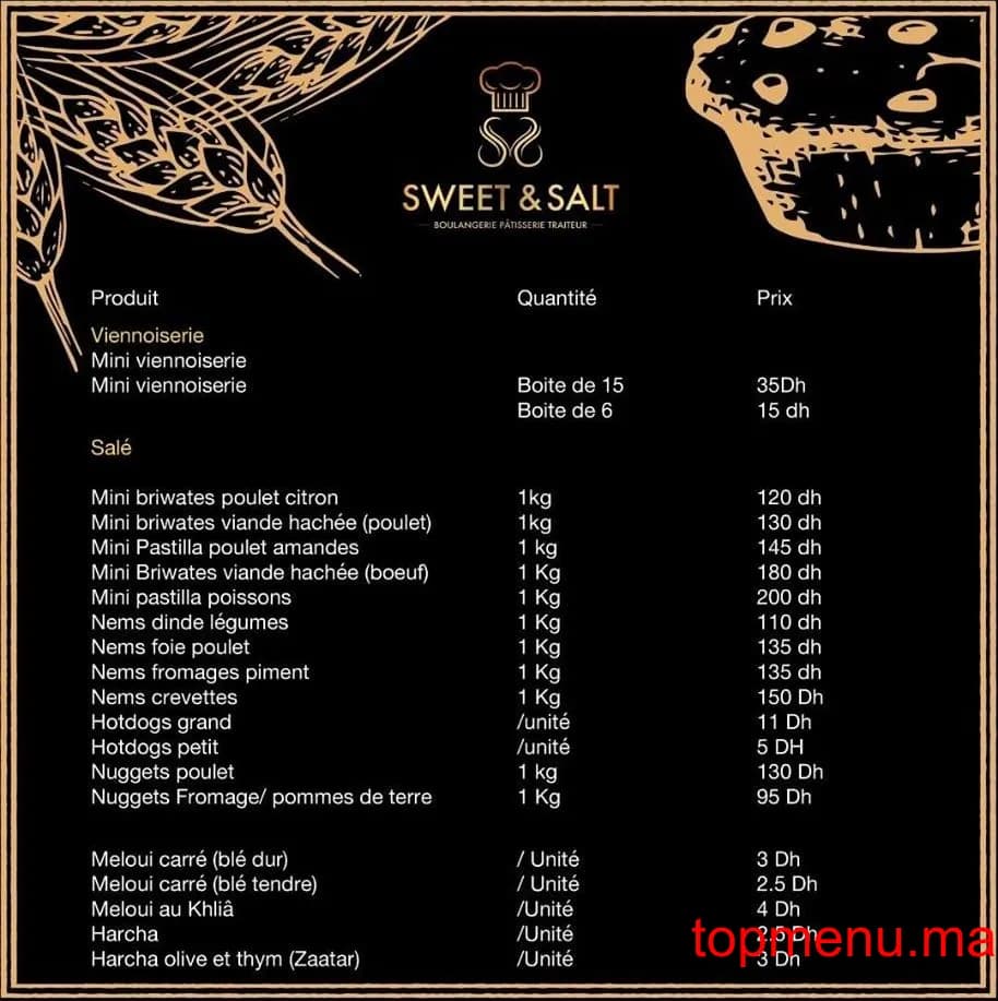 Restaurant Sweet & Salt menu page 1 Sweet & Salt menu page 1