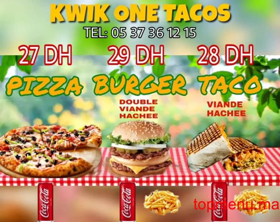 Restaurant Kwik One Tacos menu page 4 Kwik One Tacos menu page 4