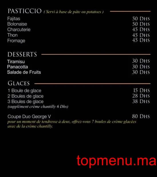 Restaurant Café George V menu page 2 Café George V menu page 2