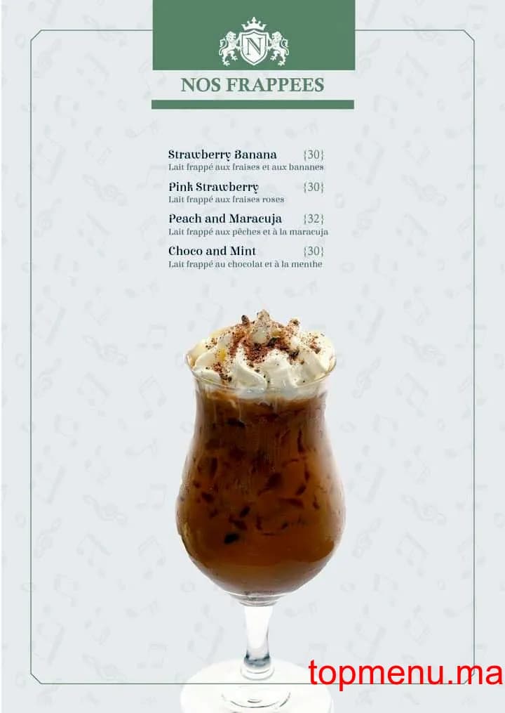 Restaurant Café La Note menu page 5 Café La Note menu page 5