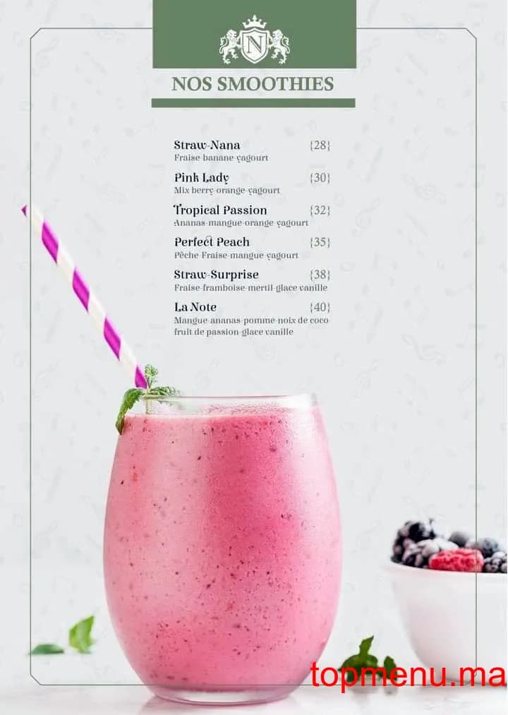 Restaurant Café La Note menu page 9 Café La Note menu page 9