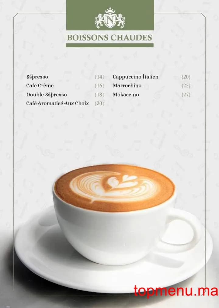 Restaurant Café La Note menu page 2 Café La Note menu page 2