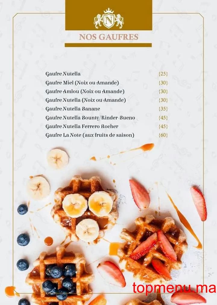 Restaurant Café La Note menu page 26 Café La Note menu page 26