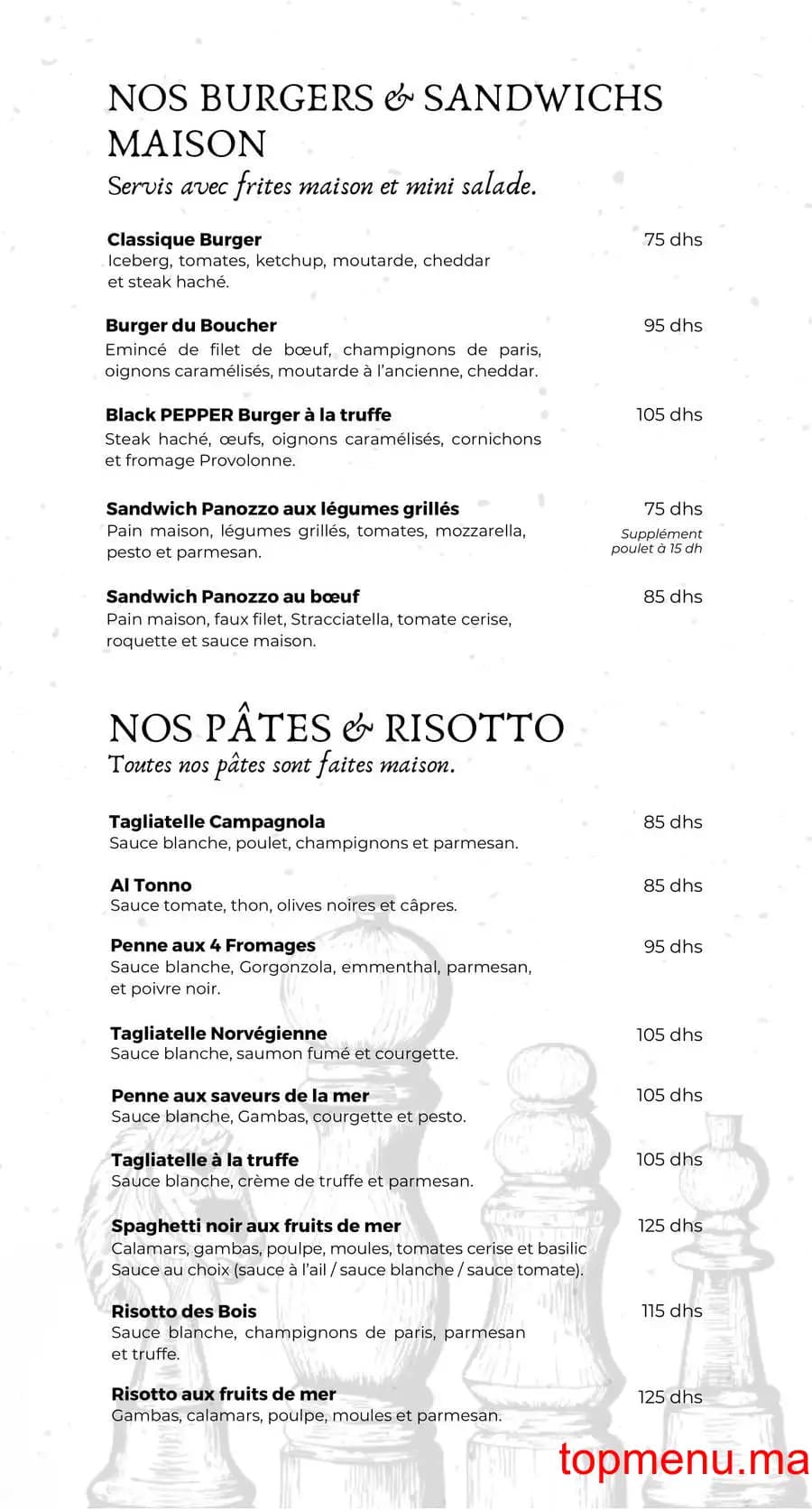Restaurant Black Pepper Cosy Kitchen menu page 2 Black Pepper Cosy Kitchen menu page 2