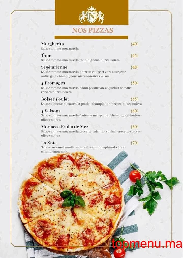 Restaurant Café La Note menu page 20 Café La Note menu page 20