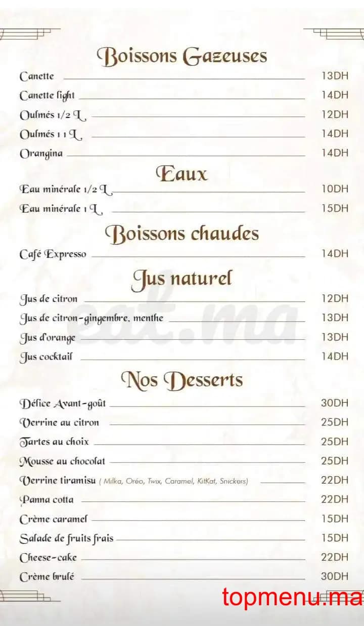 Restaurant L’Avant Goût menu page 9 L’Avant Goût menu page 9