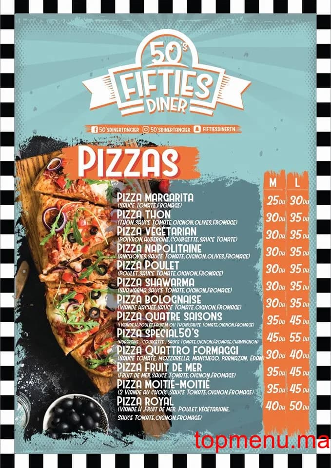 Restaurant 50’s dîner menu page 1 50’s dîner menu page 1