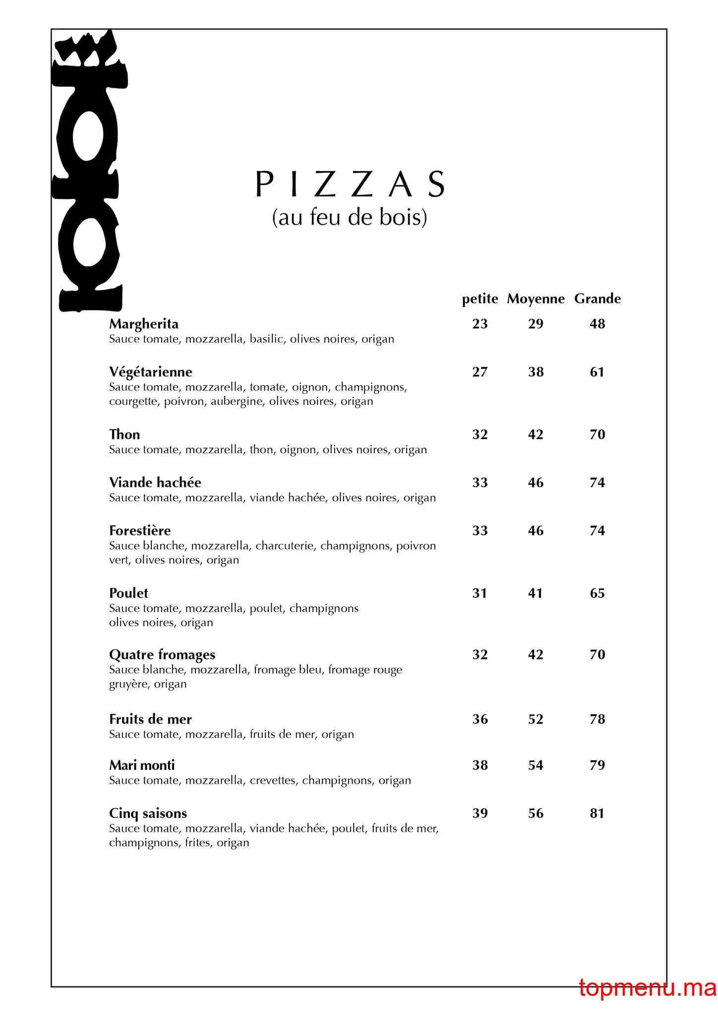 Restaurant 5 Saisons menu page 3 5 Saisons menu page 3