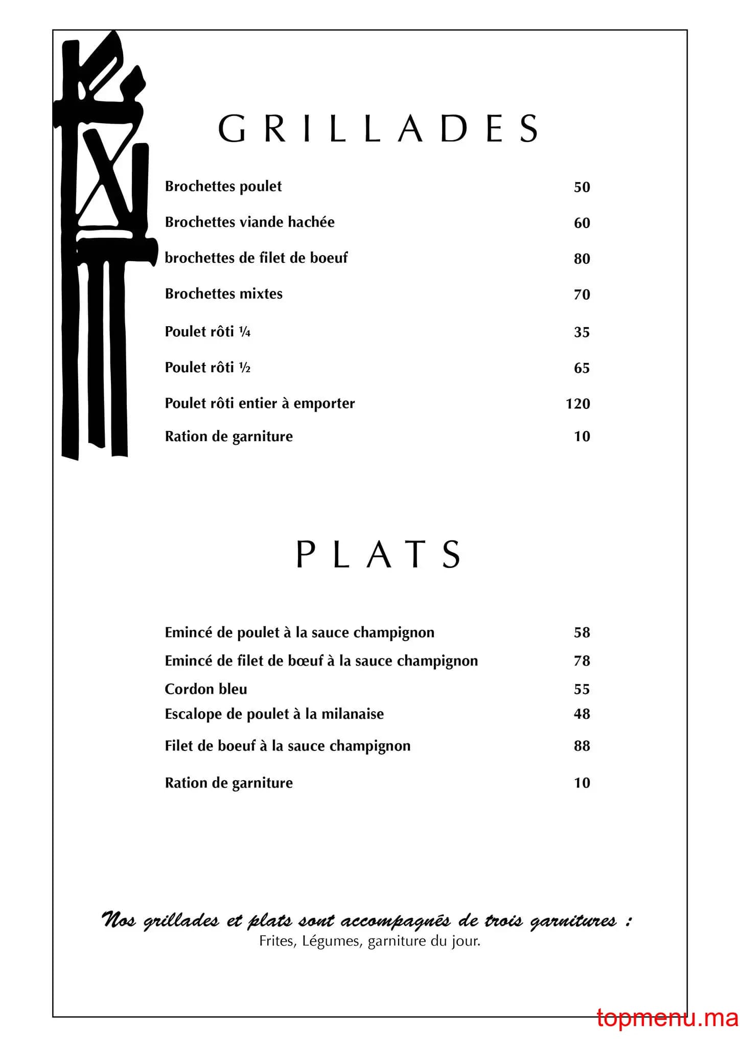 Restaurant 5 Saisons menu page 1 5 Saisons menu page 1