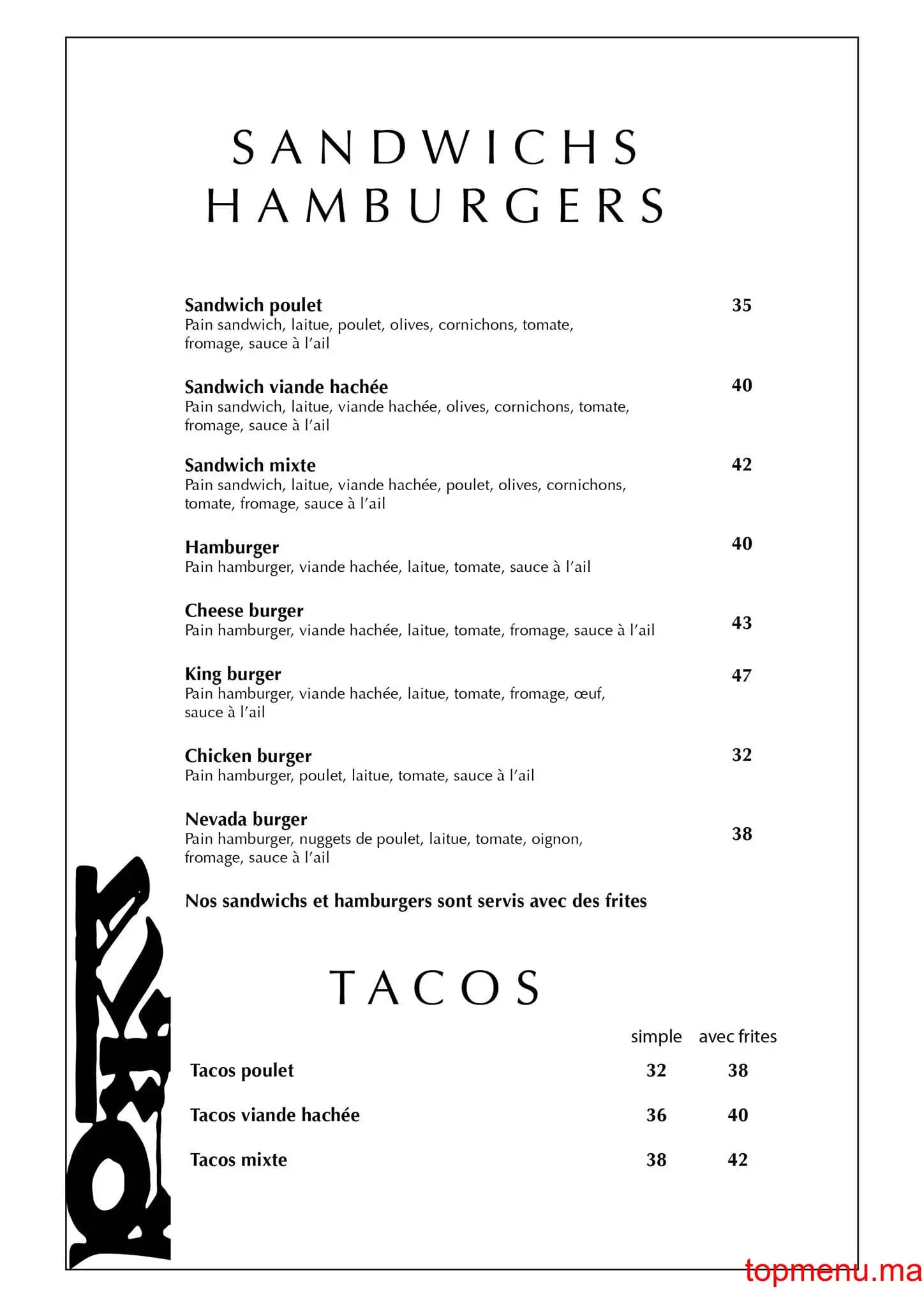 Restaurant 5 Saisons menu page 6 5 Saisons menu page 6