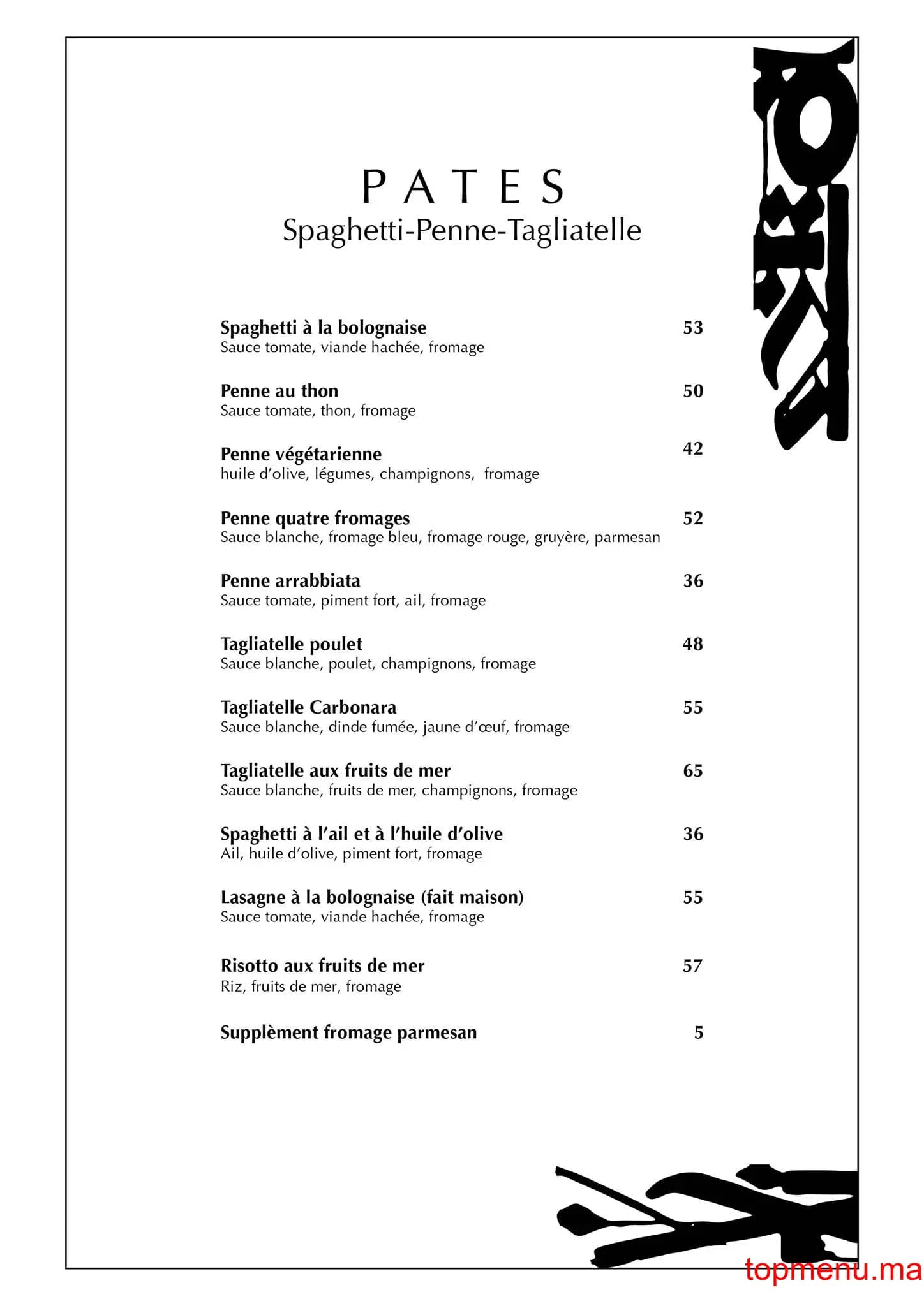 Restaurant 5 Saisons menu page 8 5 Saisons menu page 8