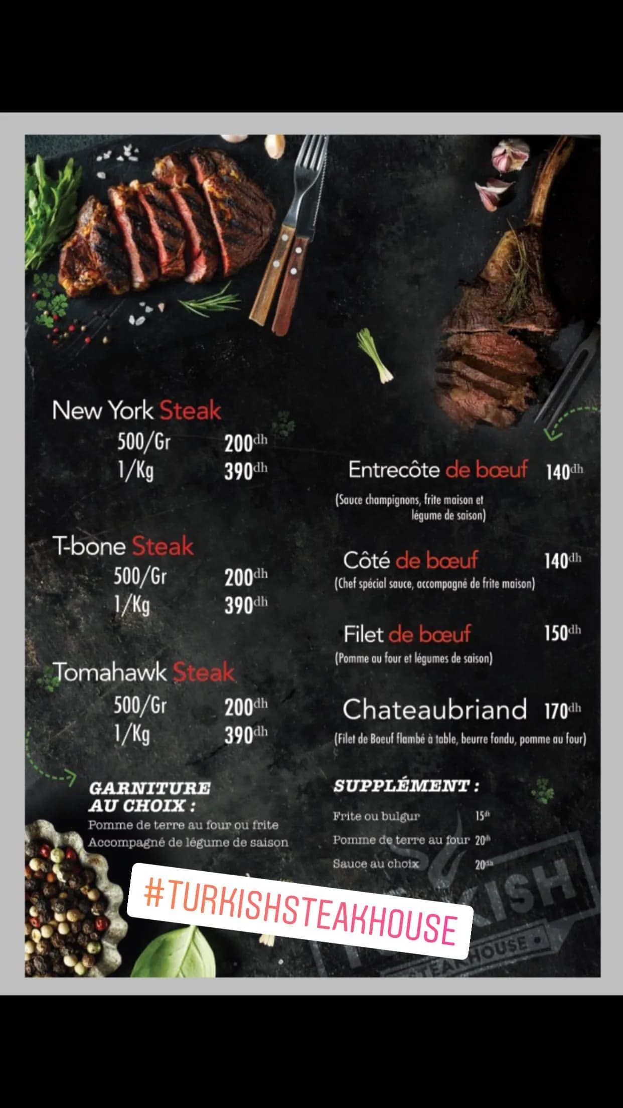 Restaurant Turkish SteakHouse menu page 1 Turkish SteakHouse menu page 1