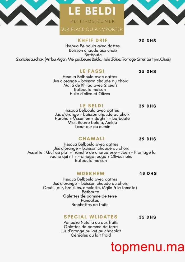 Le Beldi menu page 1