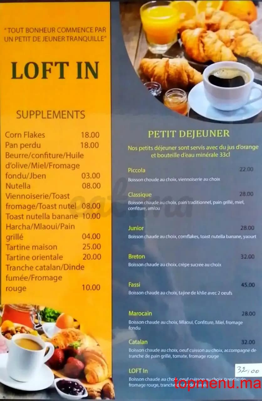Loft’in قائمة الطعام page 1