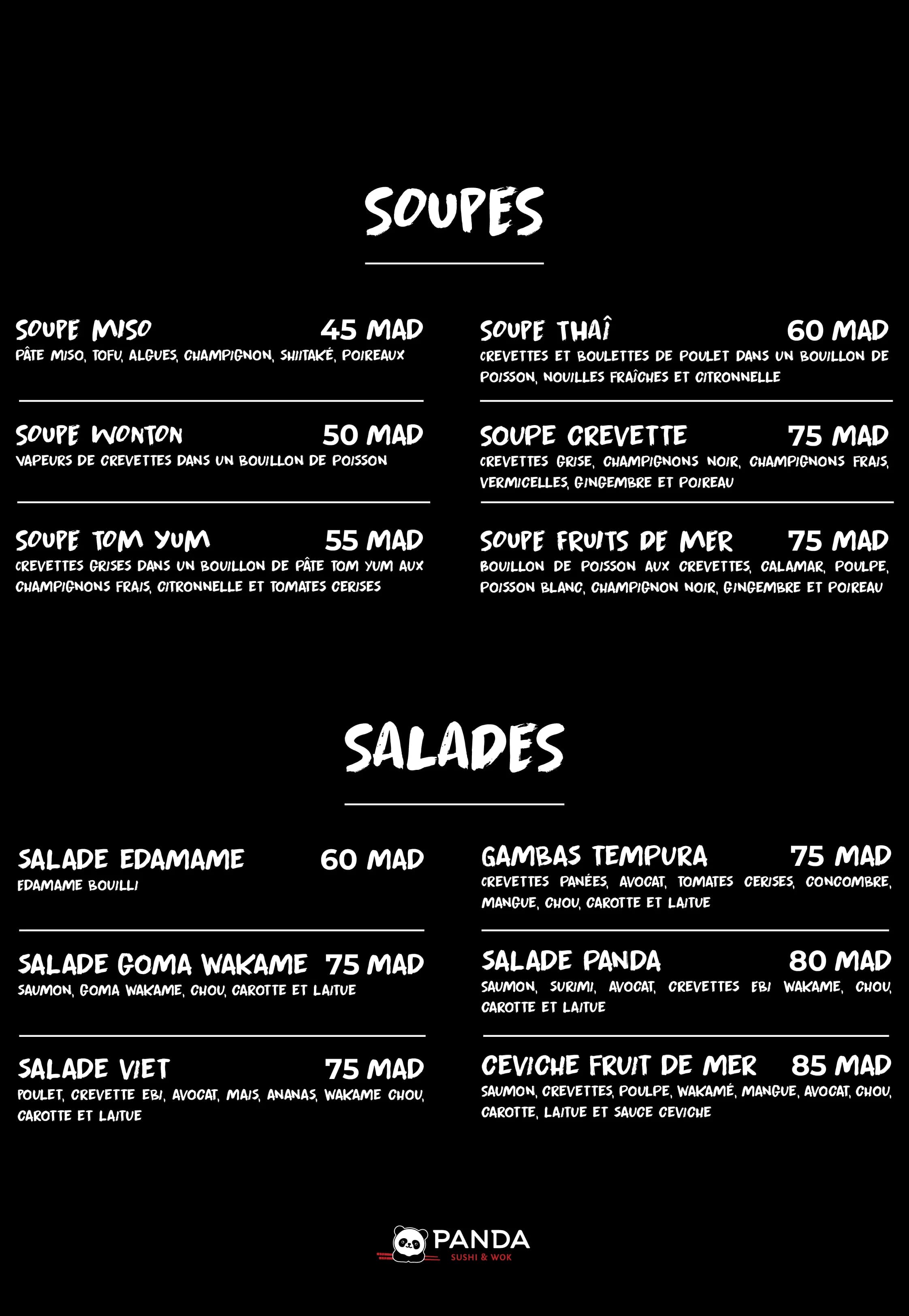 Panda menu page 1