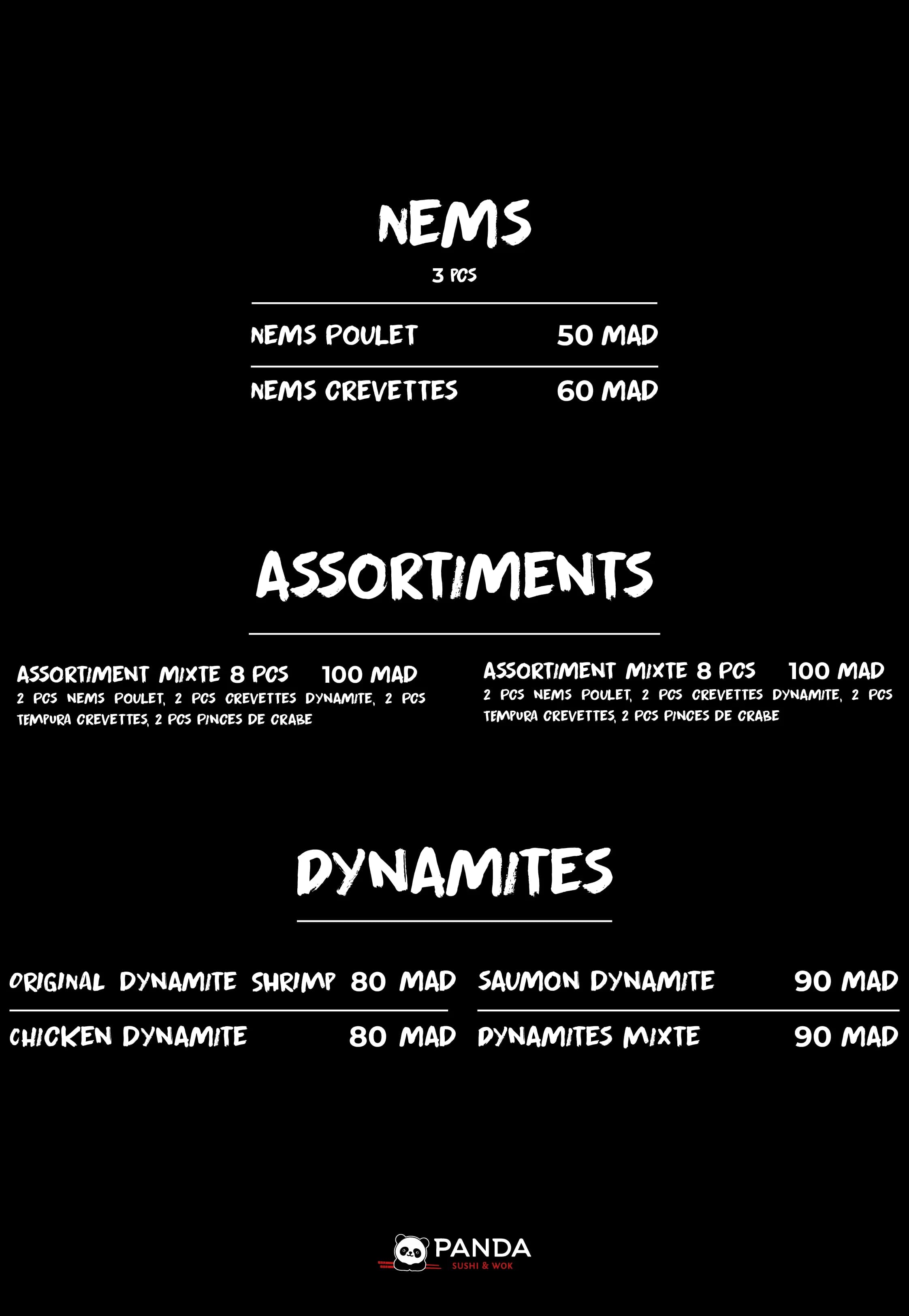 Panda menu page 3