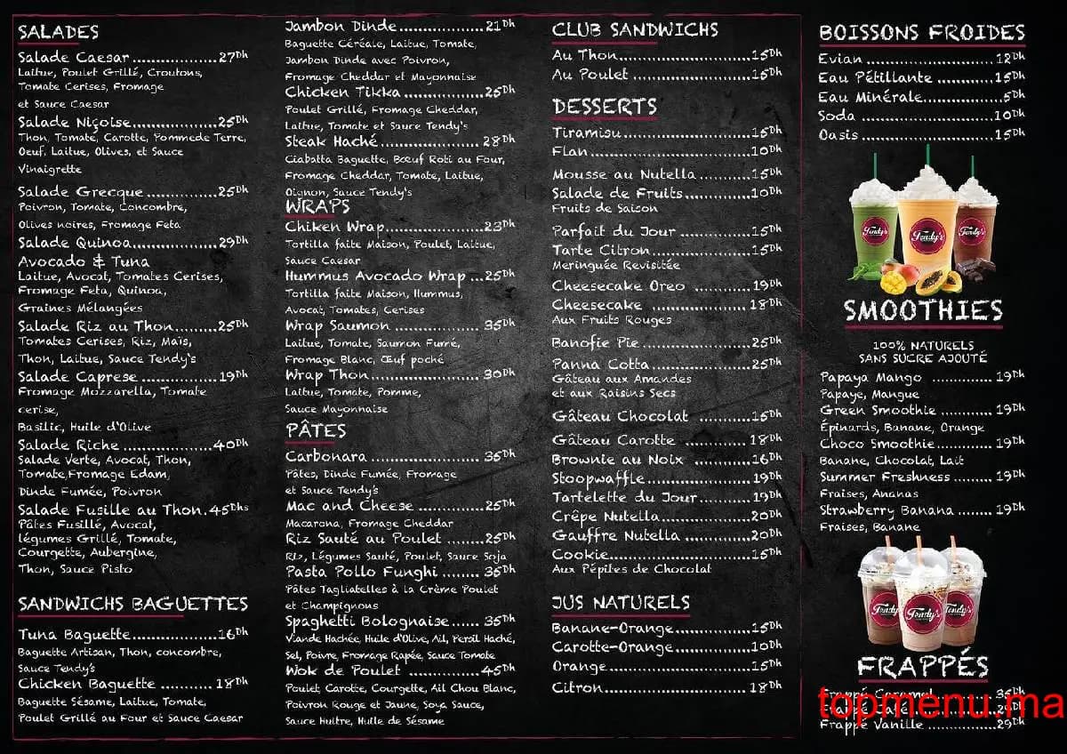 Tendy’s menu page 1