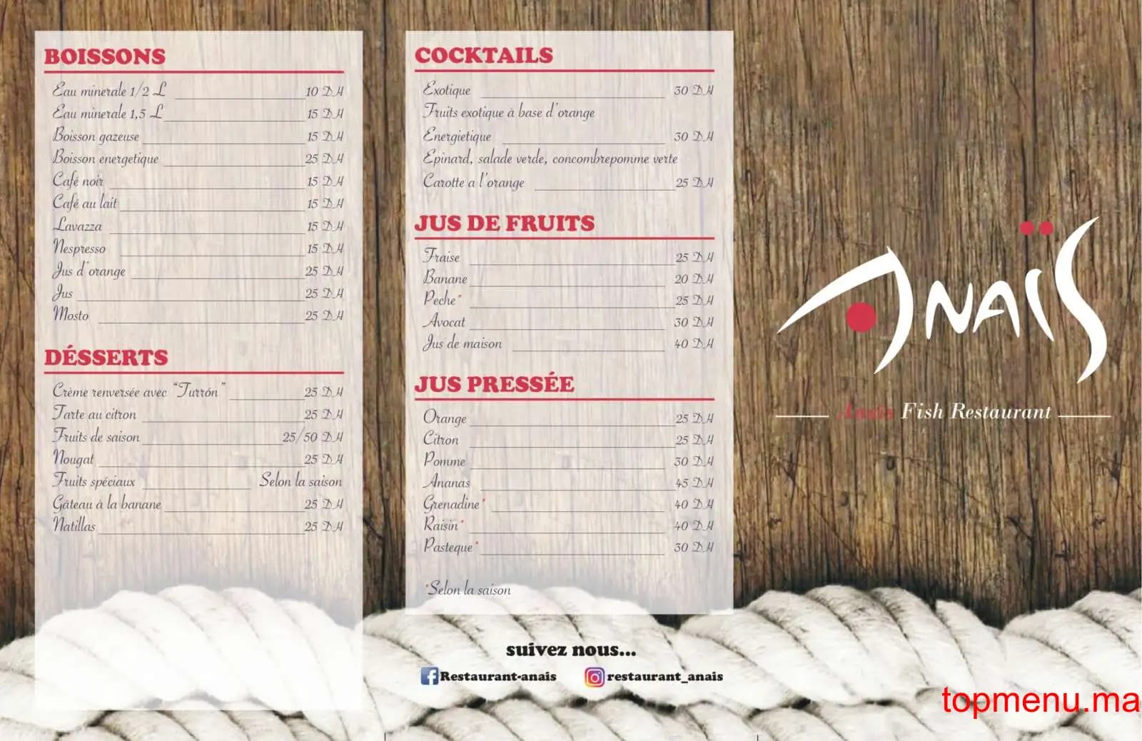 Anais menu page 2