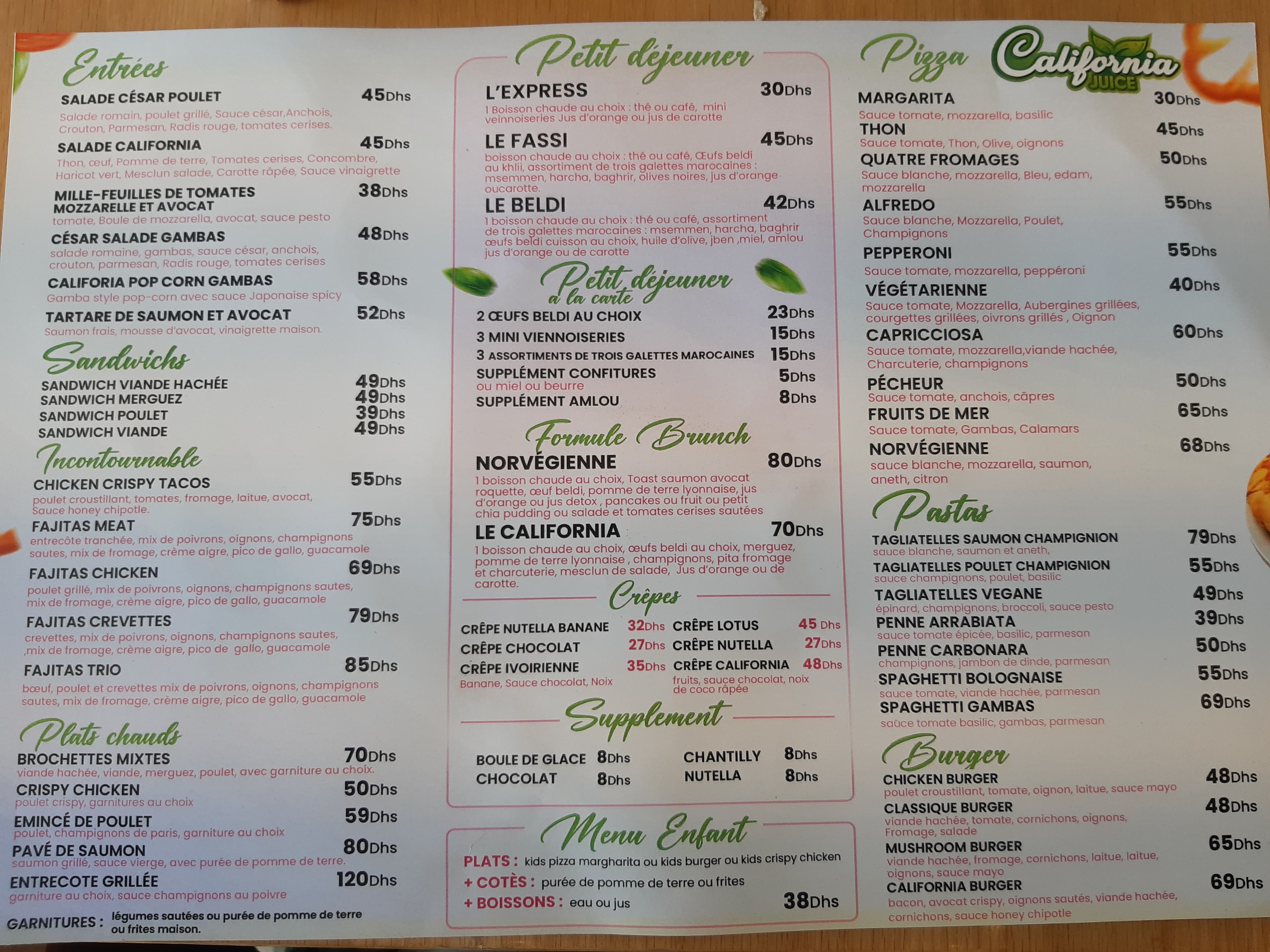 California juice menu page 2