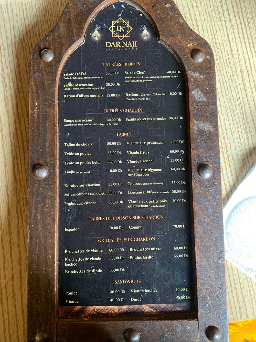 Restaurant Dar Naji menu page 1