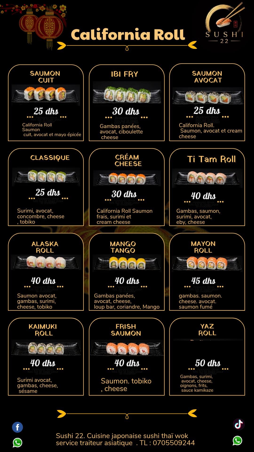 Sushi 22  menu page 1