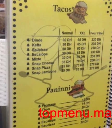 مطعم Snap Tacos قائمة الطعام page 6 Snap Tacos قائمة الطعام page 6