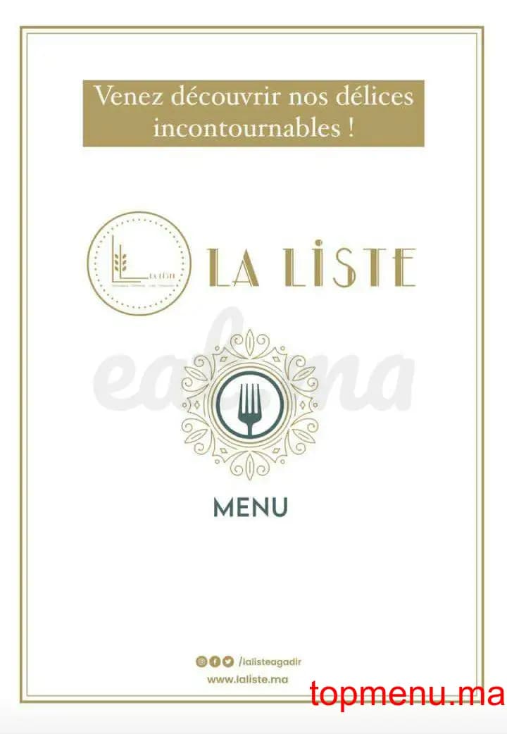 Restaurant La liste Agadir menu page 1 La liste Agadir menu page 1