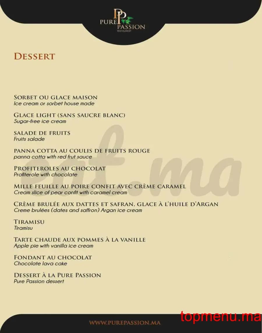 Restaurant Pure Passion menu page 6 Pure Passion menu page 6