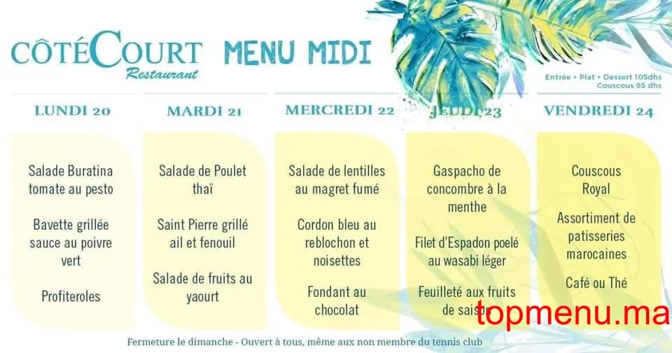 Restaurant Côté Court menu page 2 Côté Court menu page 2