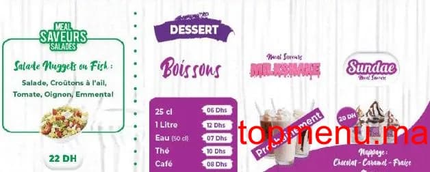 Restaurant Meal Saveurs menu page 5 Meal Saveurs menu page 5