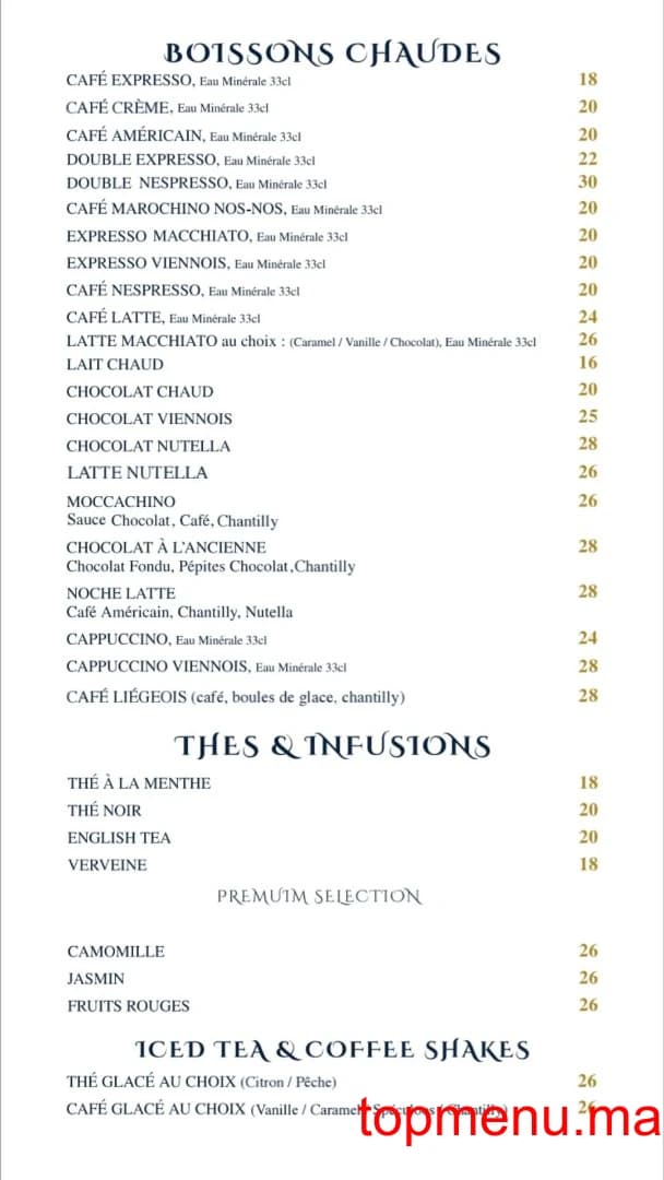 Restaurant Julia D coffee menu page 1 Julia D coffee menu page 1