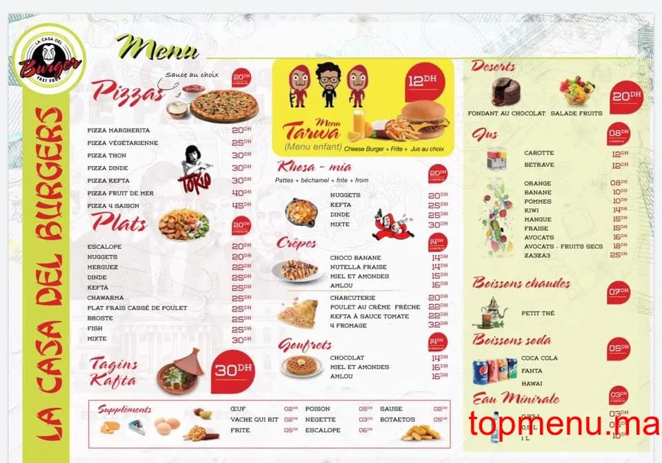 Restaurant La Casa Del Burgers menu page 1 La Casa Del Burgers menu page 1